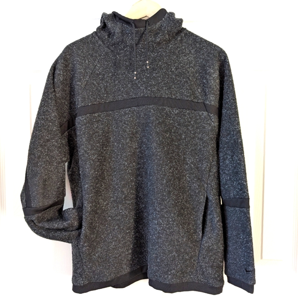 Nike Men's Hooded Fleece Fuzzy Sweatshirt Hoodie Pullover Gray Black, size M